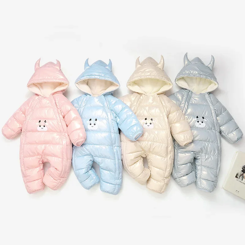 Mono de invierno con capucha cálido para bebé y niña, algodón - imagen 5
