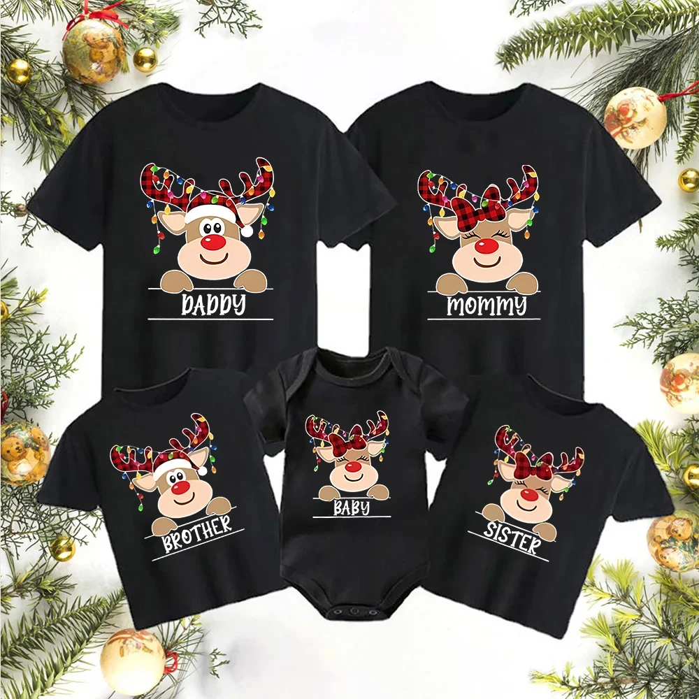Camiseta navideña familiar con alce – Algodón suave para toda la familia - imagen 5