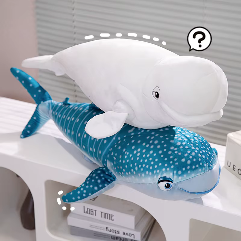 Almohada peluche tiburón azul realista, animales marinos - imagen 3