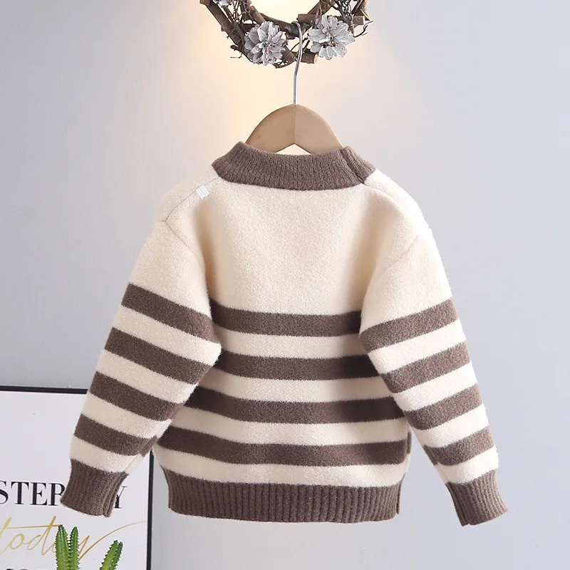 Jersey de punto grueso a rayas para niños – Abrigo cálido para otoño e invierno - imagen 5