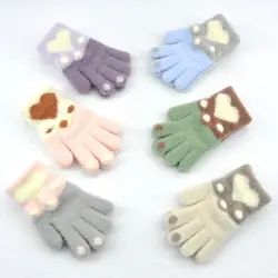 Guantes cálidos de punto grueso con huella para niños: esquí y ciclismo