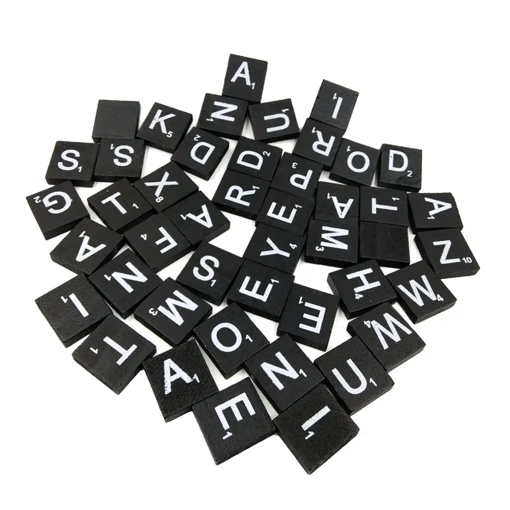 Alfabeto de madera con letras negras para manualidades infantiles