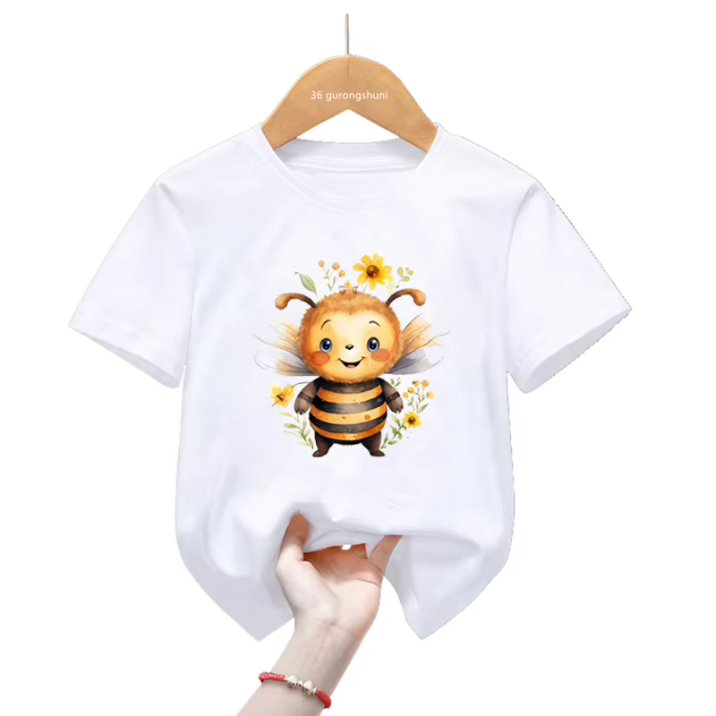 Camiseta verano niños manga corta - Estampado abeja y mariposa - imagen 5