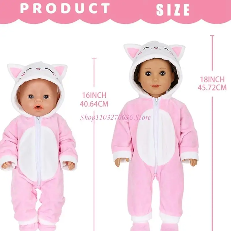 Traje de invierno en felpa suave con dibujos animados para muñeca - imagen 5