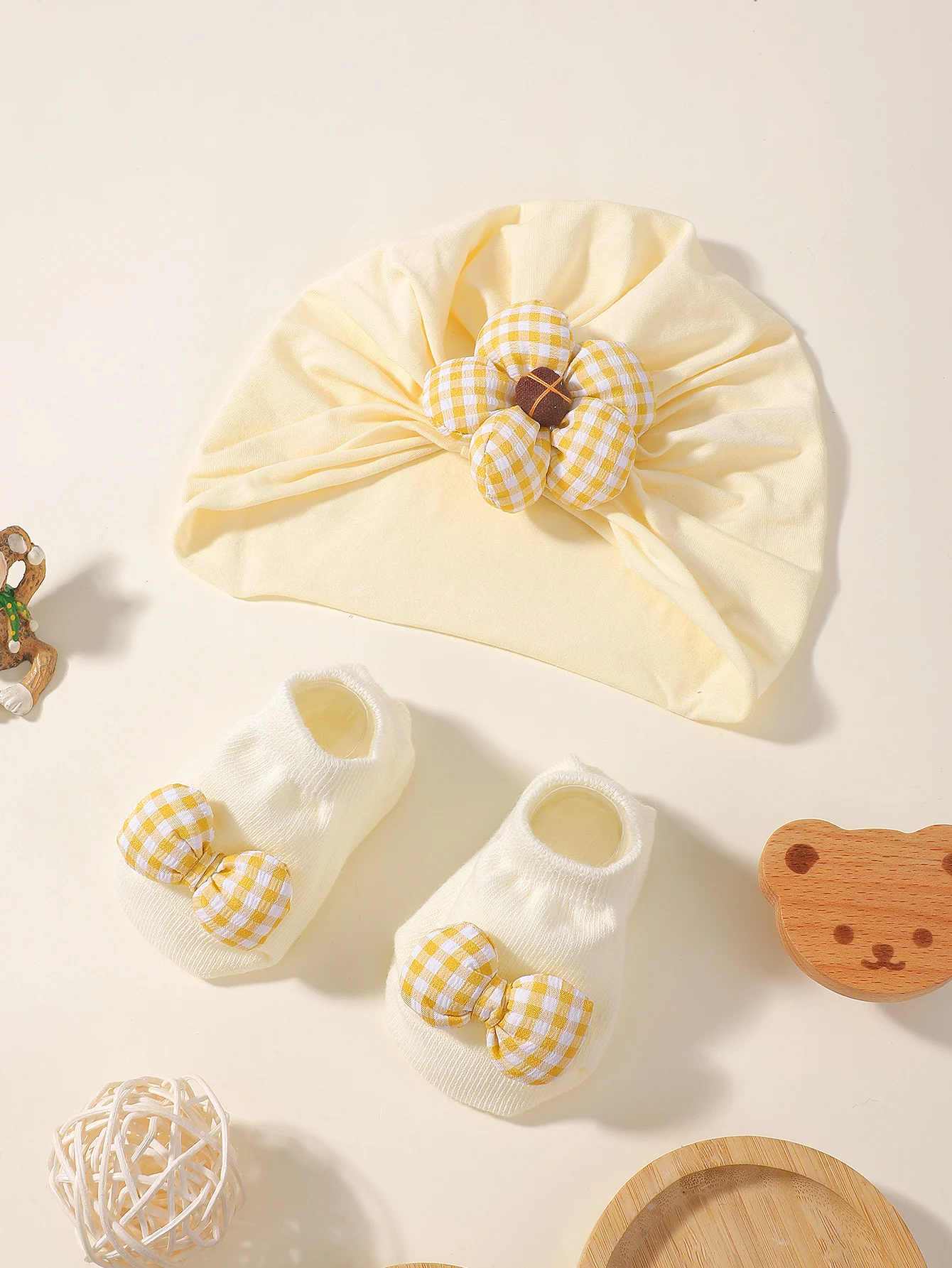 Set de calcetines antideslizantes y gorro bebé en algodón - imagen 3