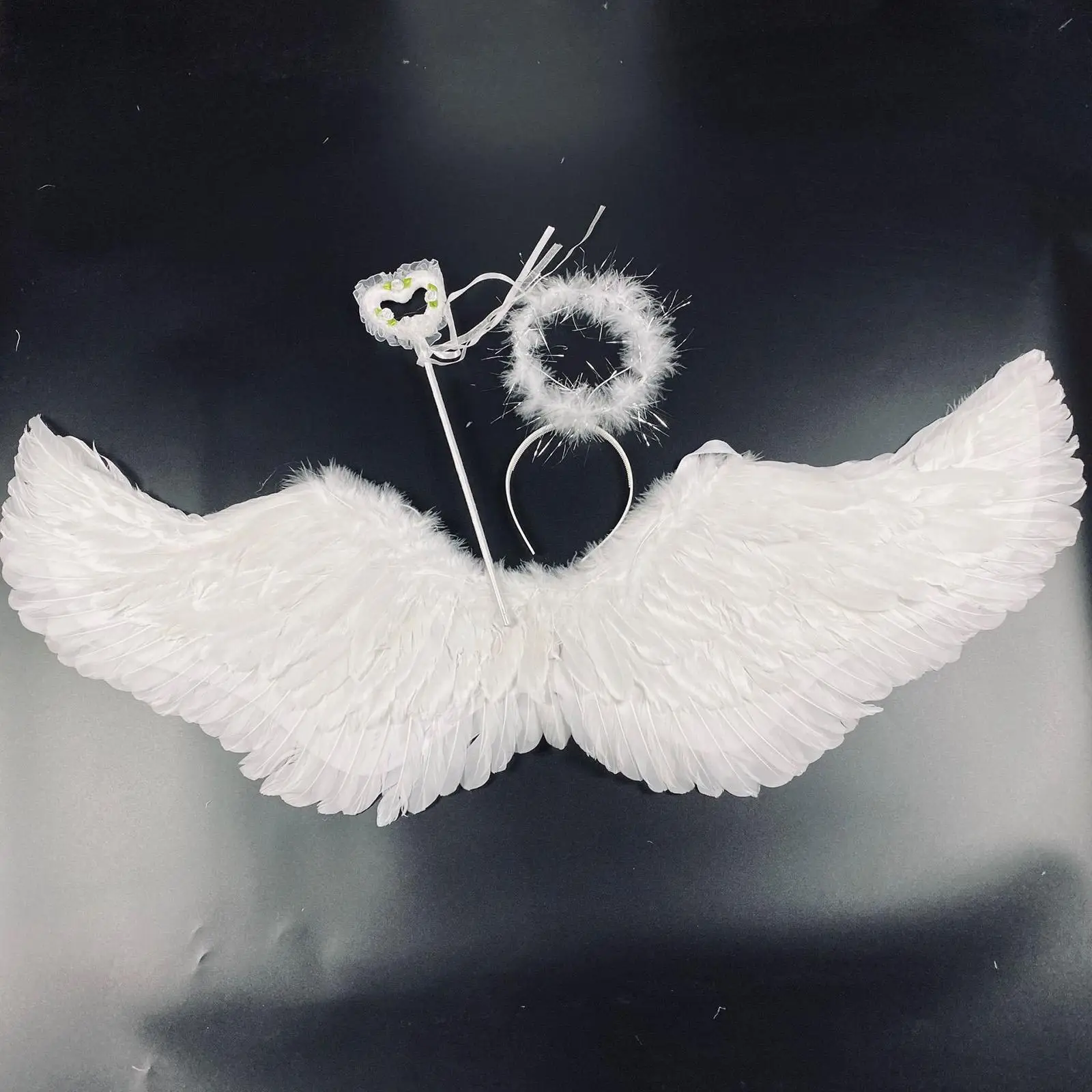 Angel Wing and Halo Set Fancy Dress White for Cosplay Photography Festive Angel Wing and Halo Set Fancy Dress White for Cosplay Photography Festive