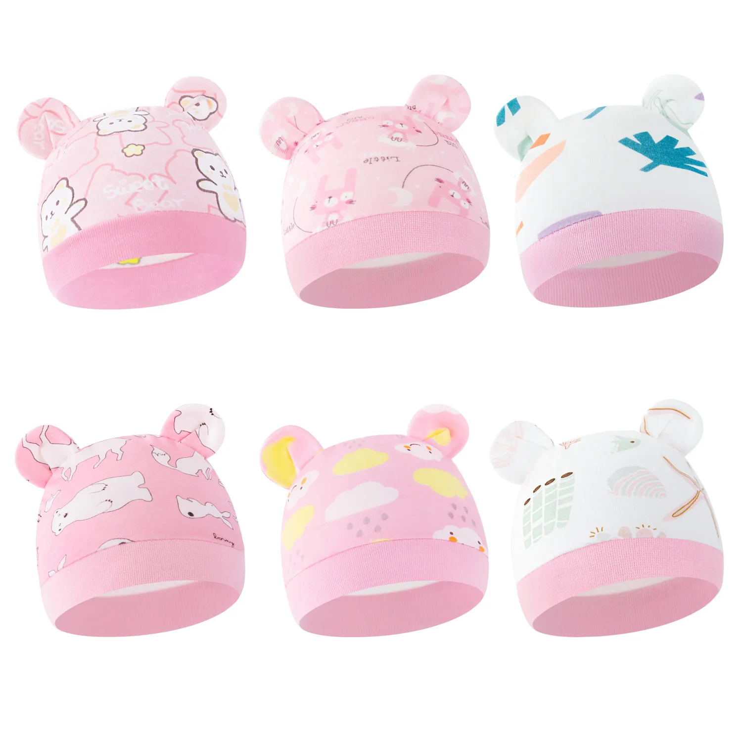 Gorro fetal algodón recién nacido – Dibujos animados primavera otoño - imagen 4