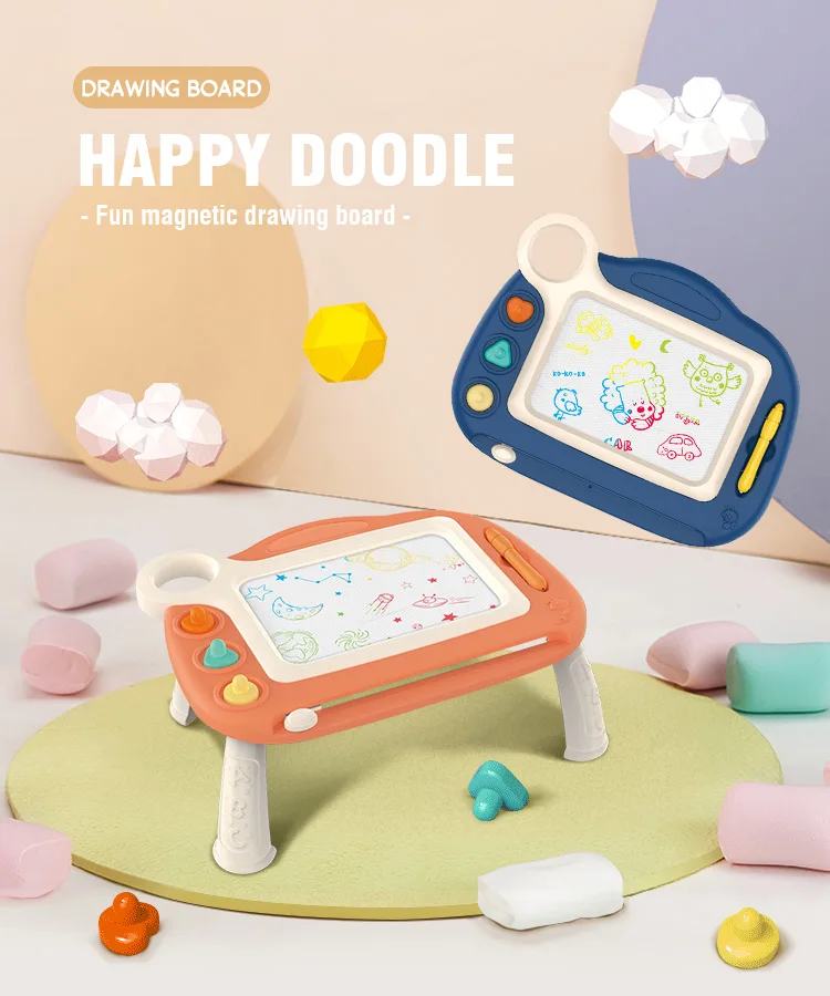 Tablero de dibujo magnético para niños en colores azul y naranja