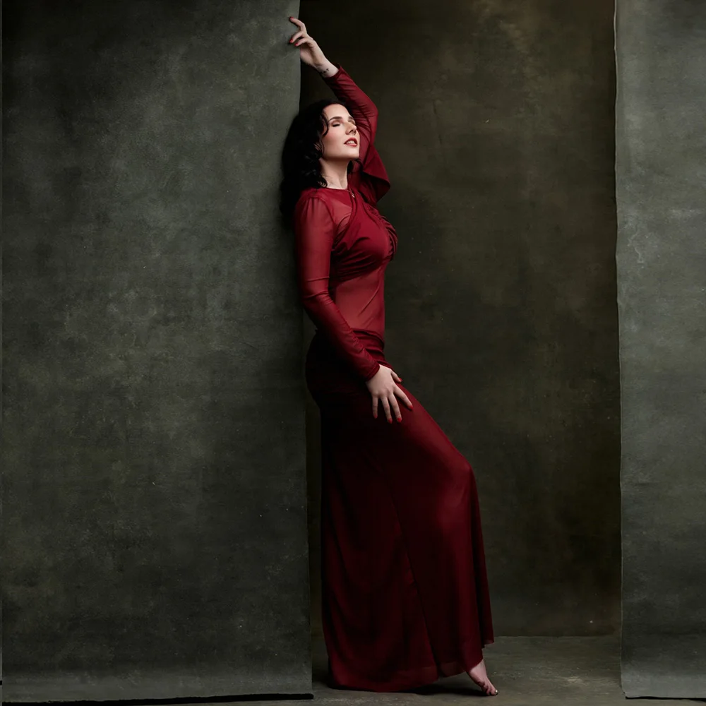 Vestido de maternidad de malla transparente elástica para boudoir - imagen 2