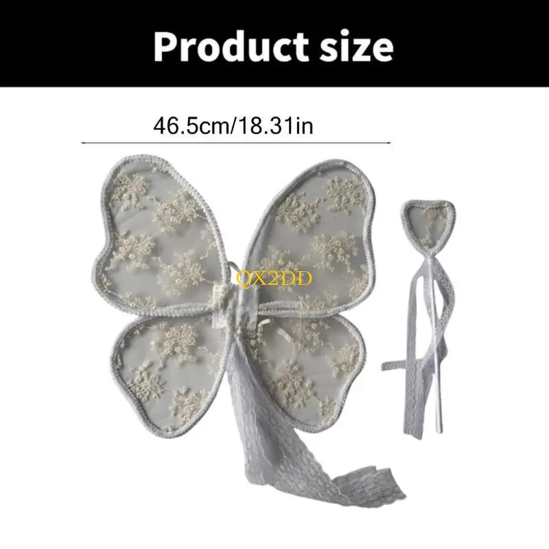 QX2D Disfraz de ángel para niña con encaje bordado, multicolor - imagen 4