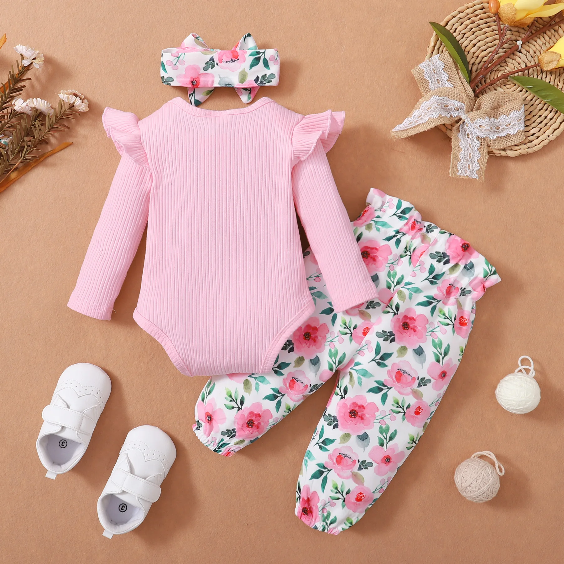 Conjunto bebé niña mono floral con pantalón – Conjunto completo - imagen 3