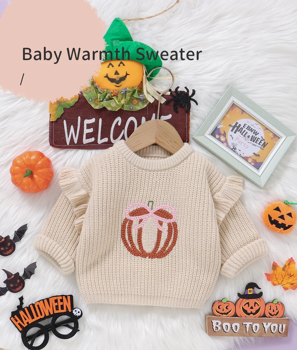 Jersey infantil de calabaza Halloween en punto