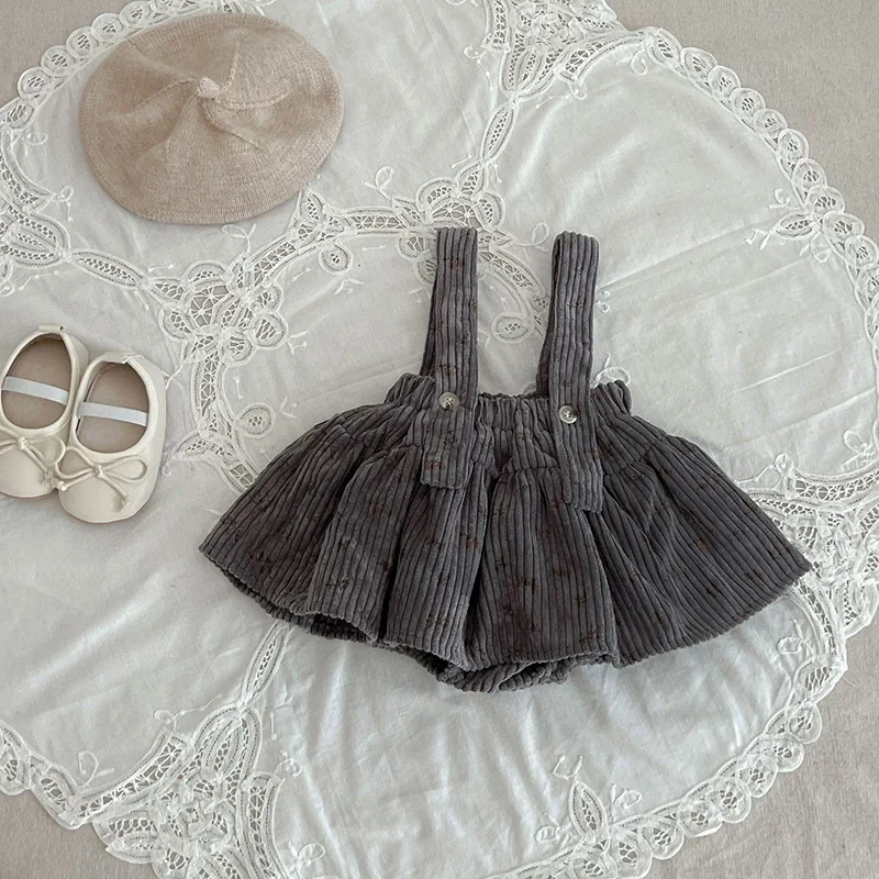 Mono de pana floral para niña – Primavera suave - imagen 2