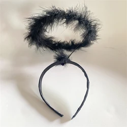 Diadema antideslizante de plumas con halo para disfraz infantil