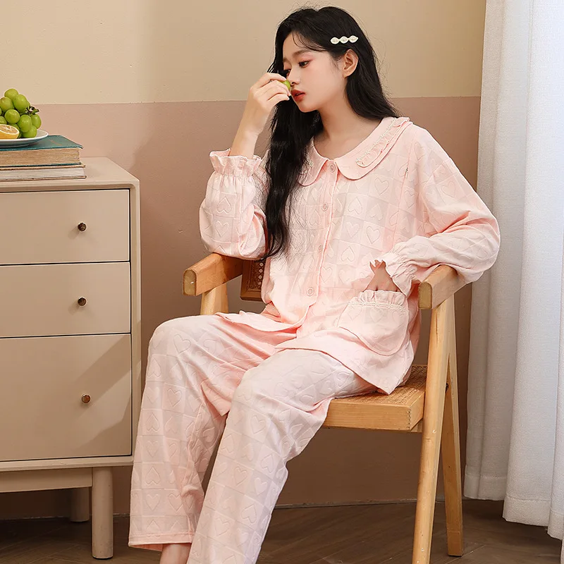 Pijama de lactancia para maternidad con manga larga, otoño e invierno - imagen 4