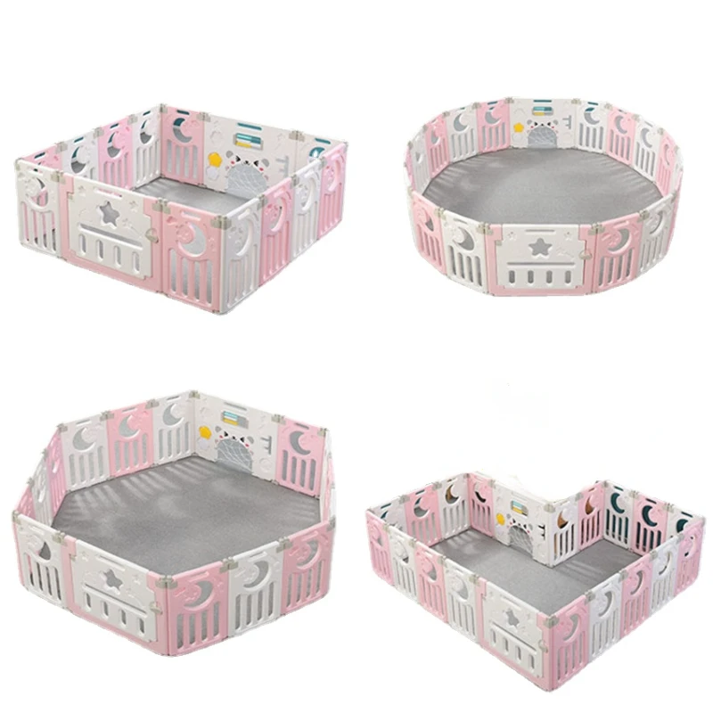 Corralito plegable de seguridad para interiores rosa con estera - imagen 2