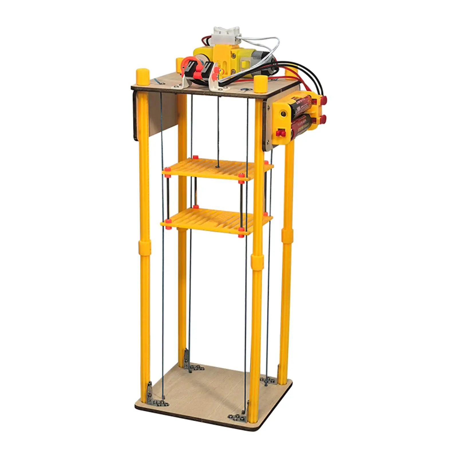 Elevador eléctrico DIY en acción, experiencia educativa