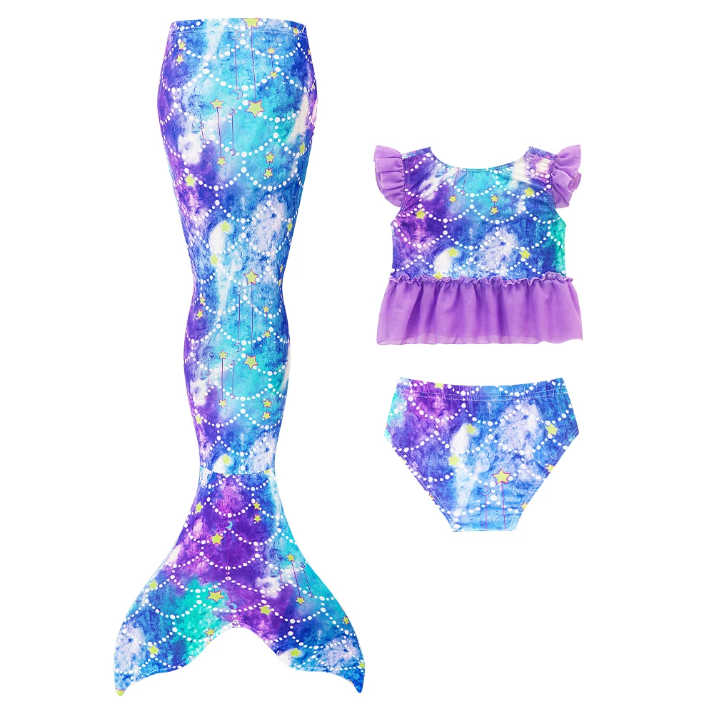Traje de baño de sirena para niñas con cola de fantasía - imagen 3