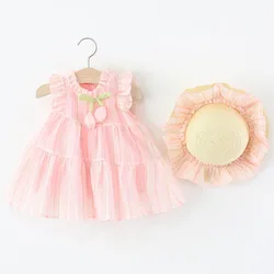 Conjunto de verano para niñas estilo coreano con vestido y sombrero
