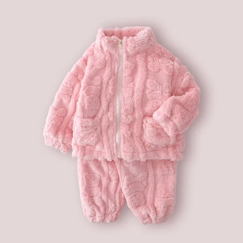 Conjunto de pijama de franela dos piezas con cremallera infantil - imagen 5