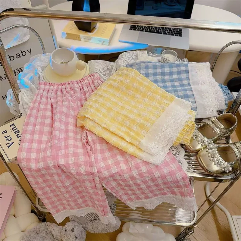 Pantalones de verano para niña con encaje suave y estilo casual - imagen 2