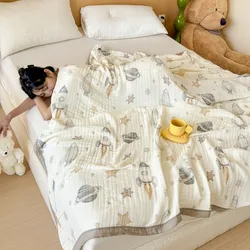 Manta de algodón transpirable para siesta, suave y a cuadros