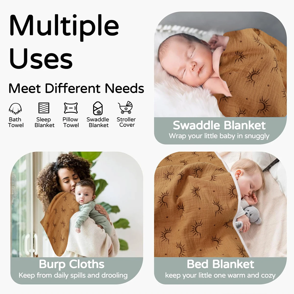 Elinfant Toalla bebé con capucha 100% algodón – Suave y acogedora - imagen 5