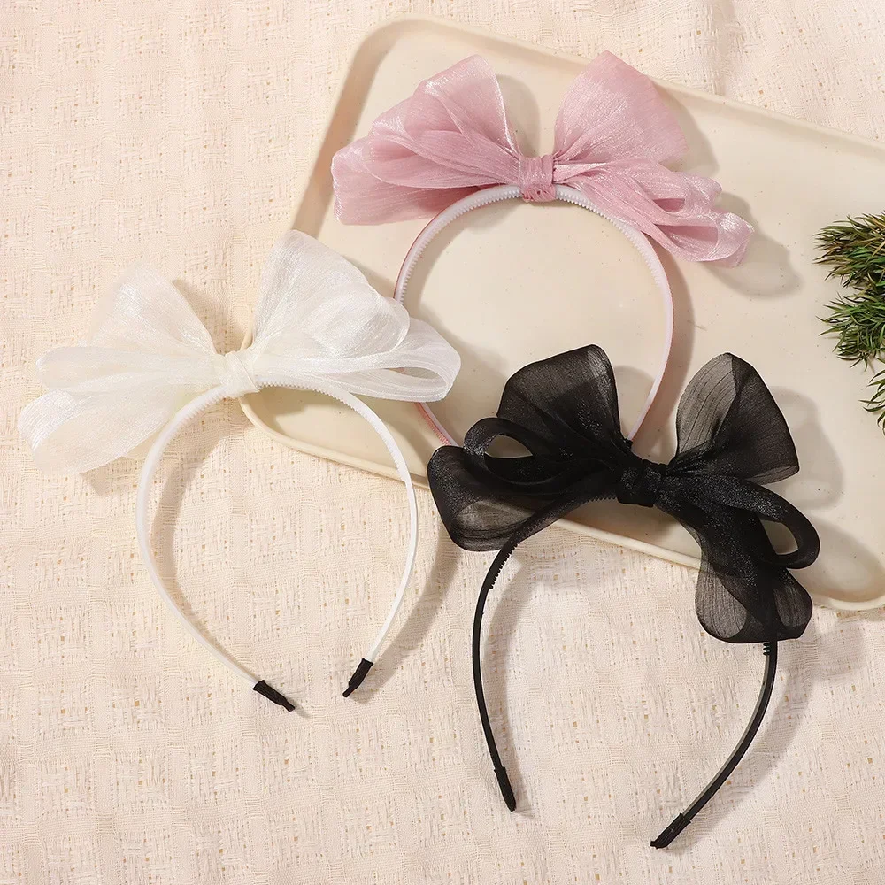Diadema con lazo doble capa para niñas, estilo boutique - imagen 3