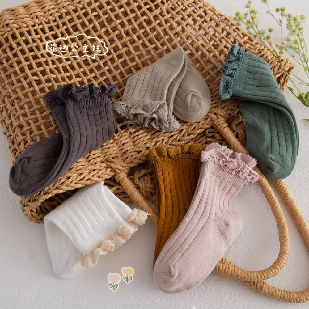 Calcetines de bebé con encaje y volantes vintage para otoño e invierno - imagen 3