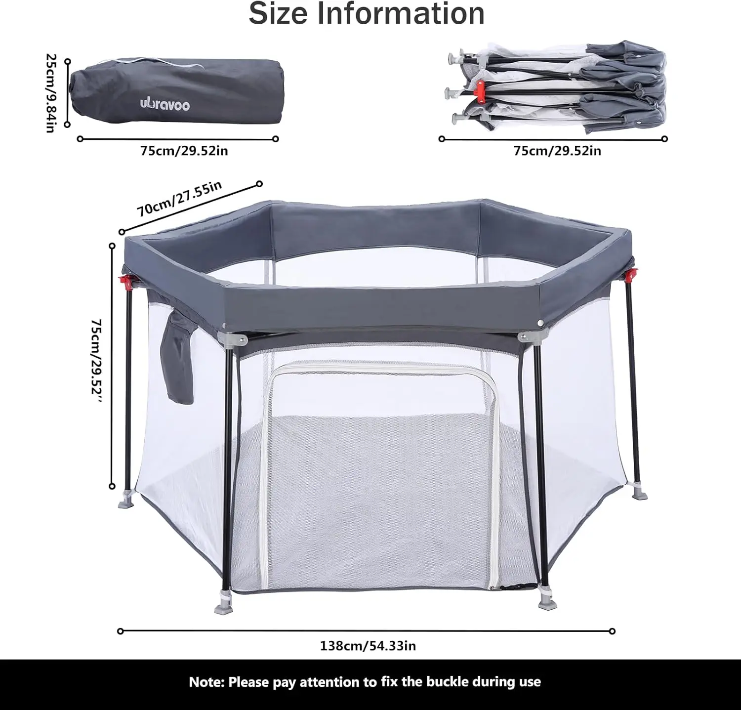 UBRAVOO Parque infantil hexagonal plegable para bebés seguro - imagen 5