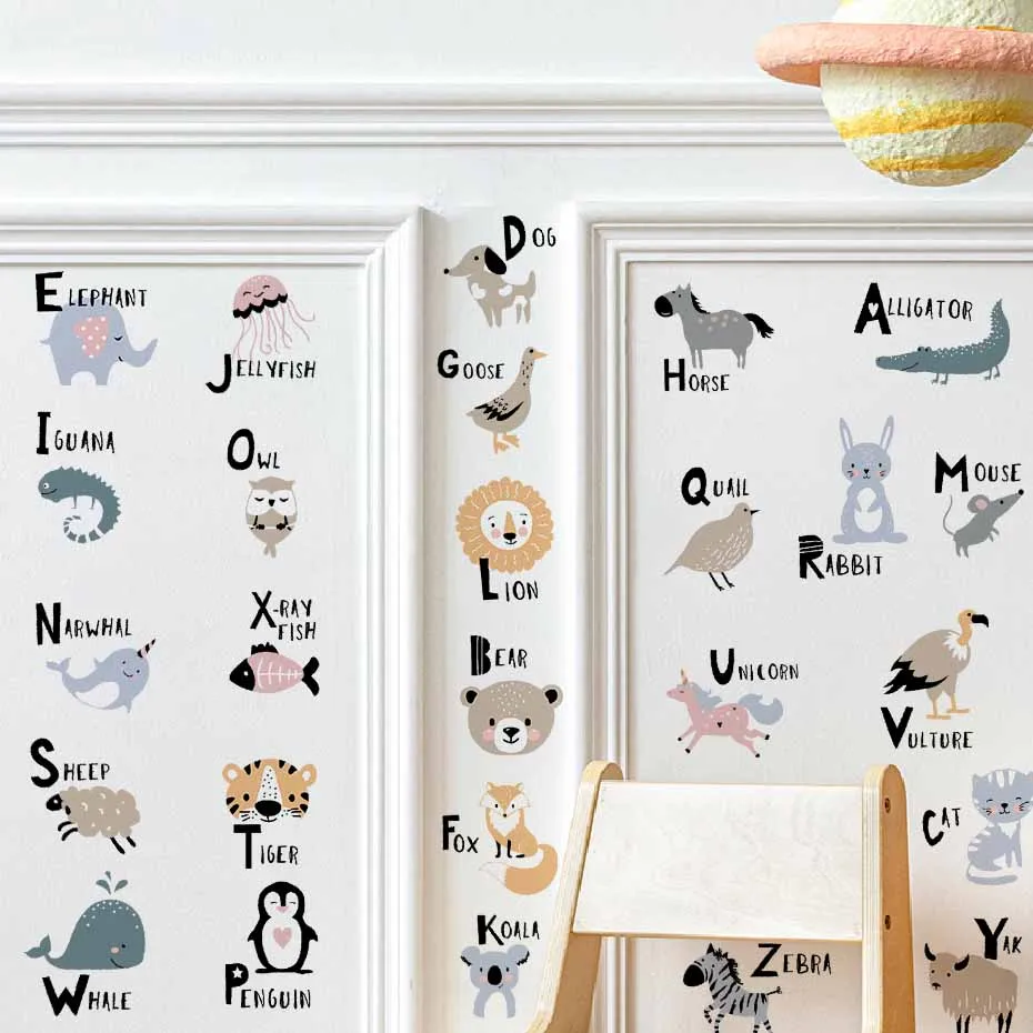 Pegatinas de pared infantiles de animales y alfabeto para aula