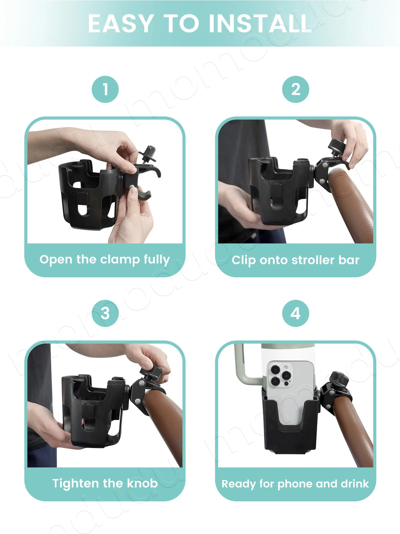 Portavasos para cochecito universal con soporte de teléfono - imagen 5