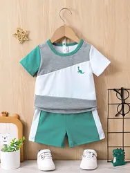 Conjunto bebé camiseta cuello redondo y pantalón corto cómodo