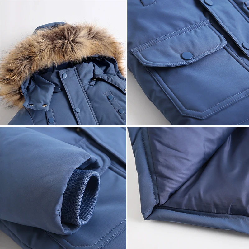 Traje de nieve de invierno grueso con cuello de piel auténtica - imagen 5