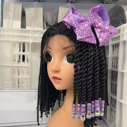 Lazos de Navidad para niña con lentejuelas, cuentas y trenzas