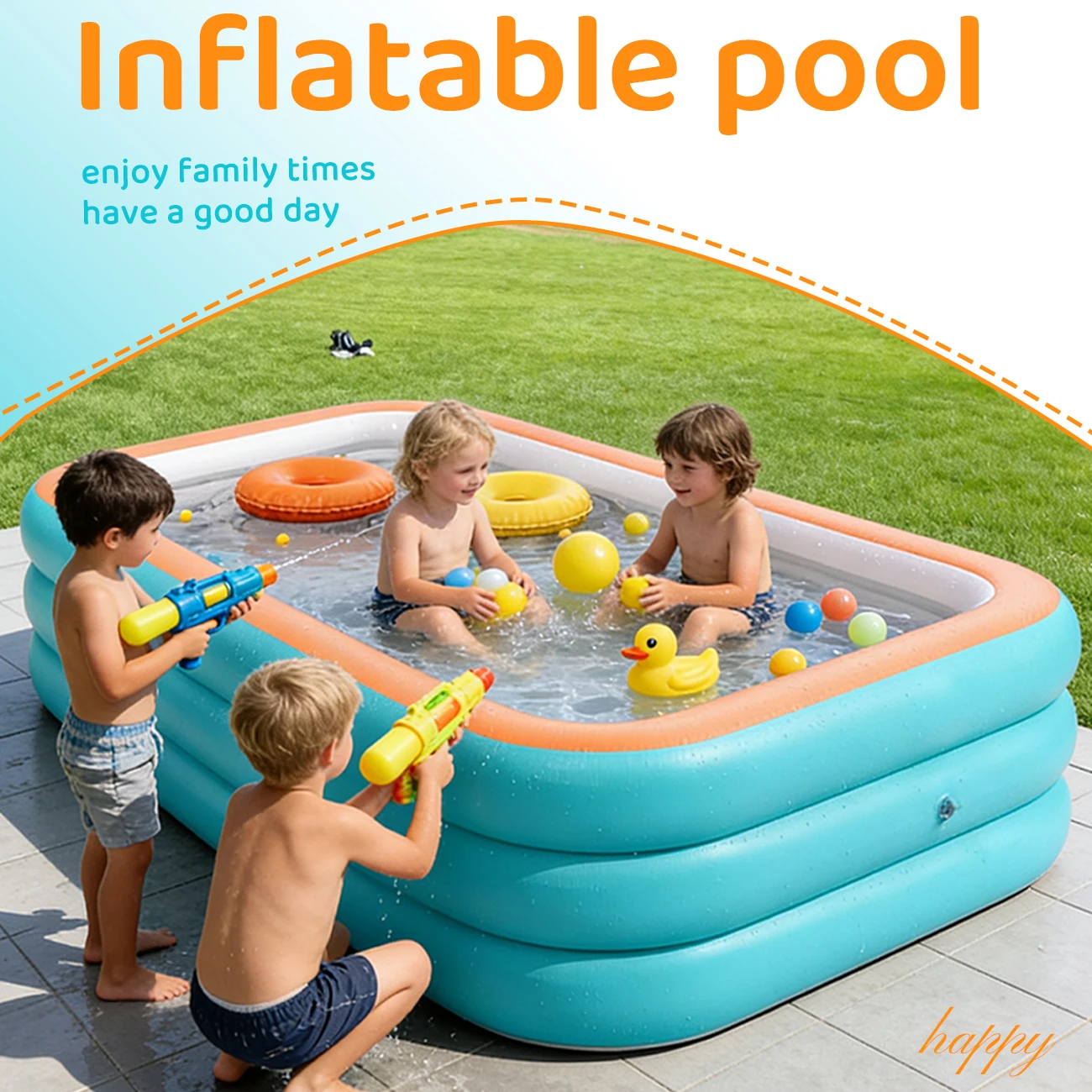 Piscina hinchable familiar resistente, duradera para jardín y patio - imagen 5