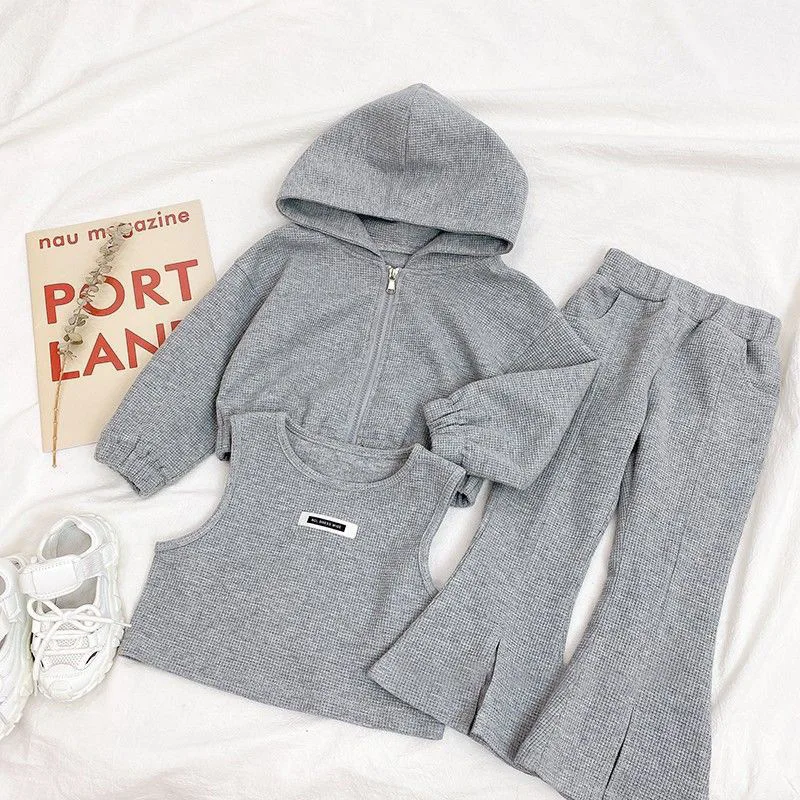 Conjunto infantil de algodón de abrigo deportivo y pantalón