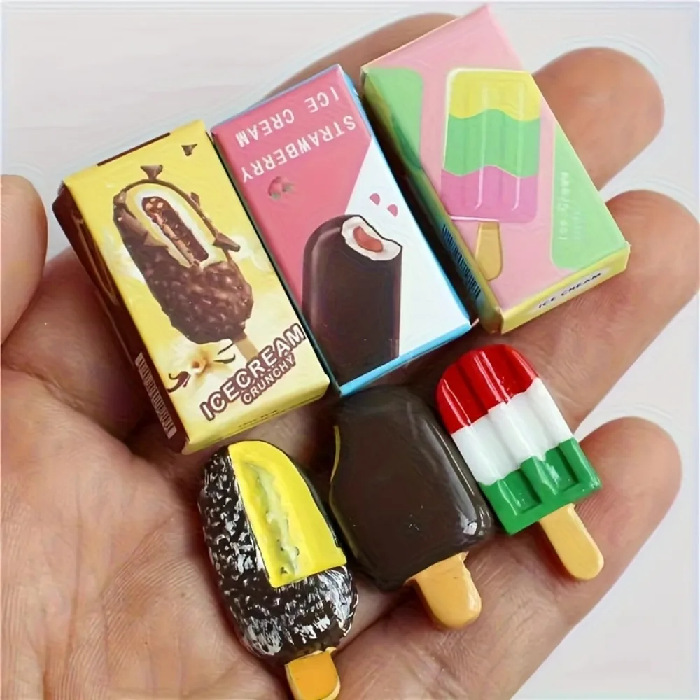 Helados miniatura con caja para casa de muñecas de resina
