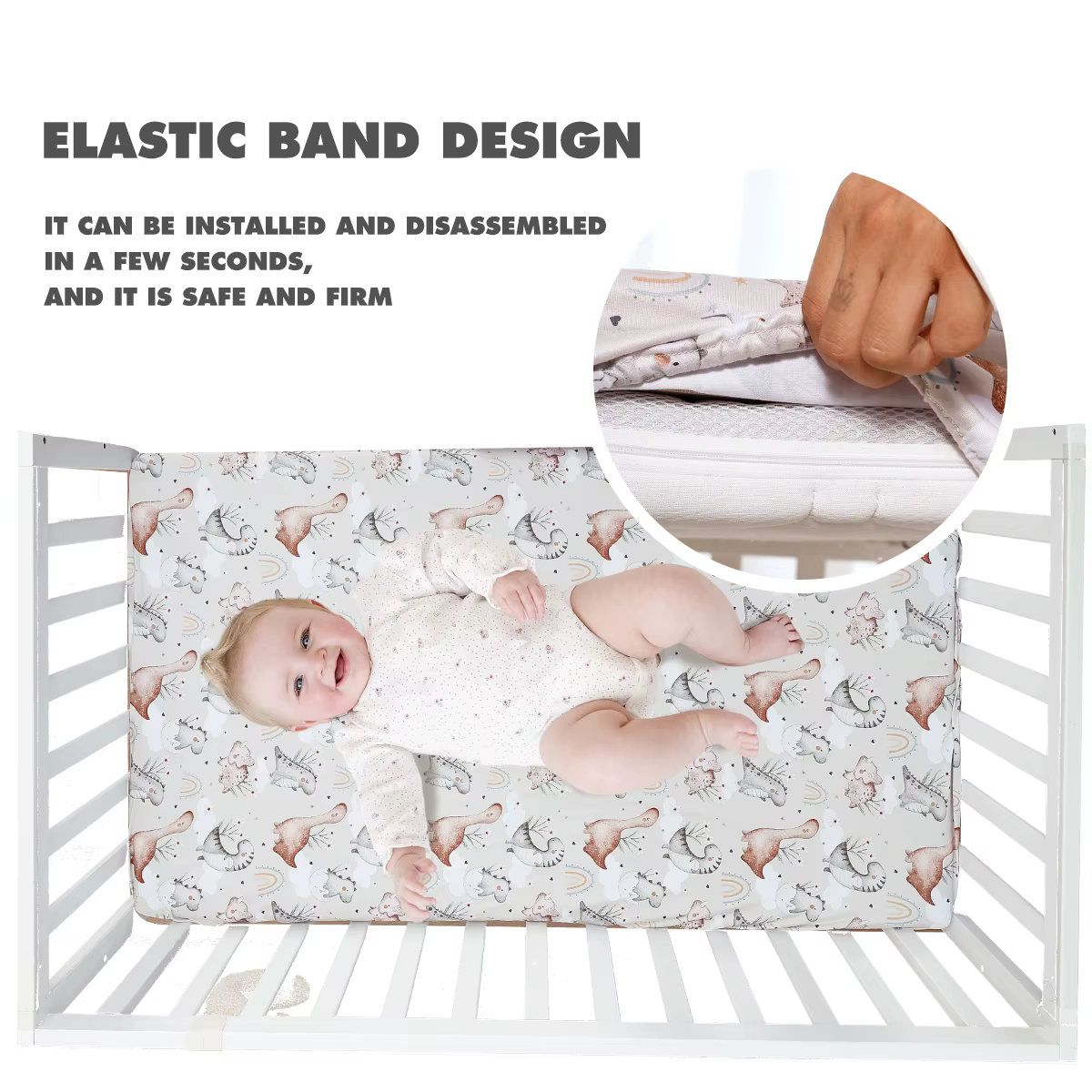 Elinfant Sábana bajera cuna – Algodón suave transpirable - imagen 4