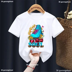 Let'S Roll Girl: Camiseta infantil divertida de patinaje Harajuku