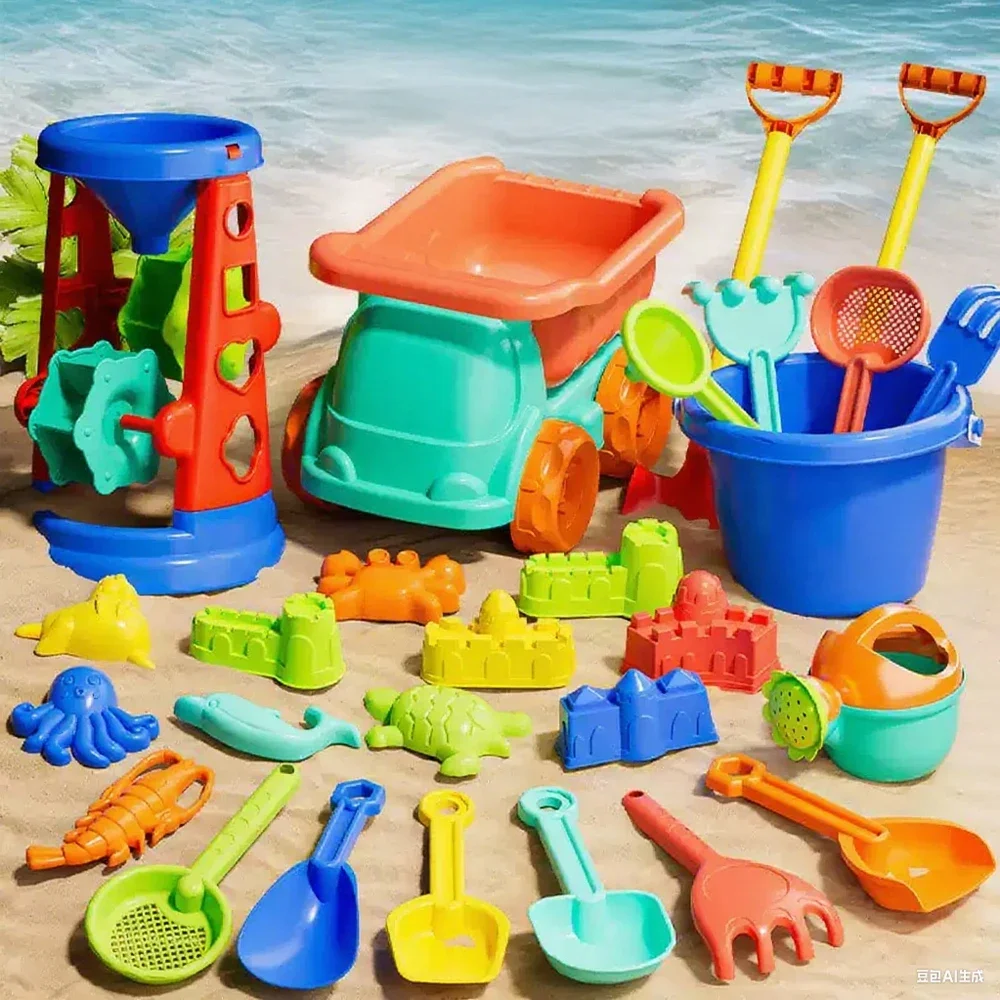 Juego de playa sensorial plástico para niños con moldes y pala - imagen 5