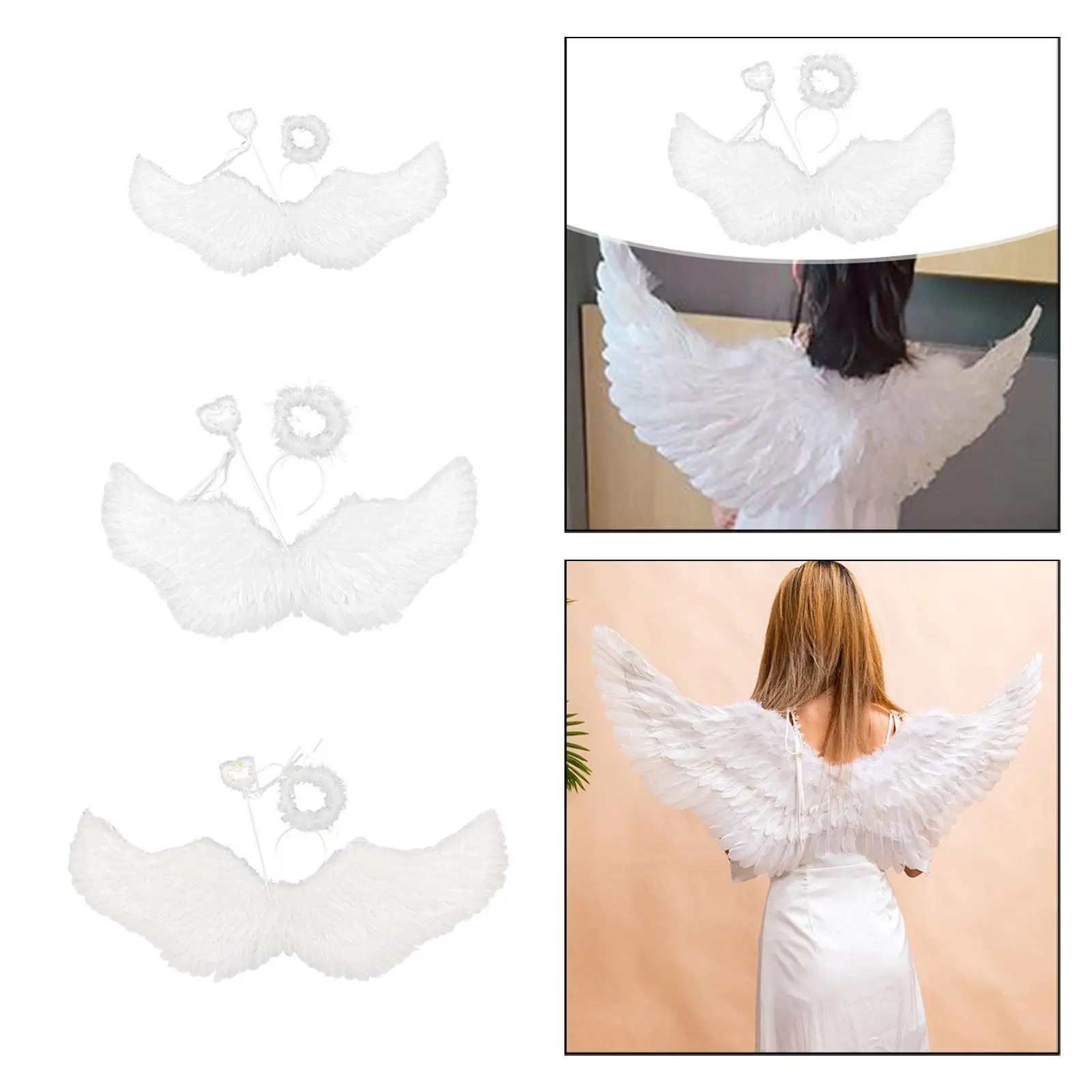 Angel Wing and Halo Set Fancy Dress White for Cosplay Photography Festive Angel Wing and Halo Set Fancy Dress White for Cosplay Photography Festive