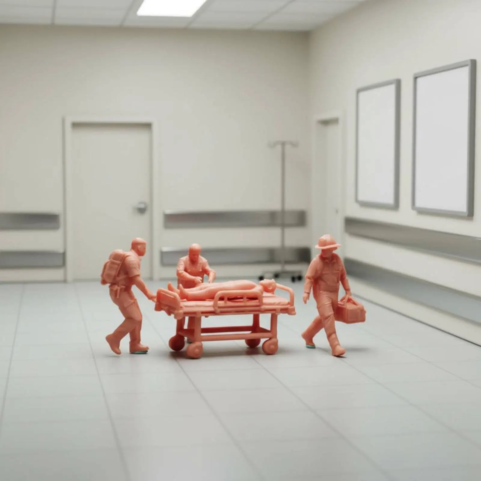 Figuras de rescatistas médicos en miniatura pintadas a mano