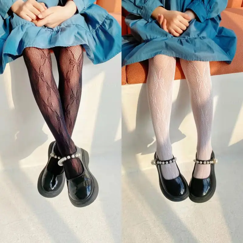 Pantimedias de rejilla blancas para niña con lazo y encaje veraniegas - imagen 2