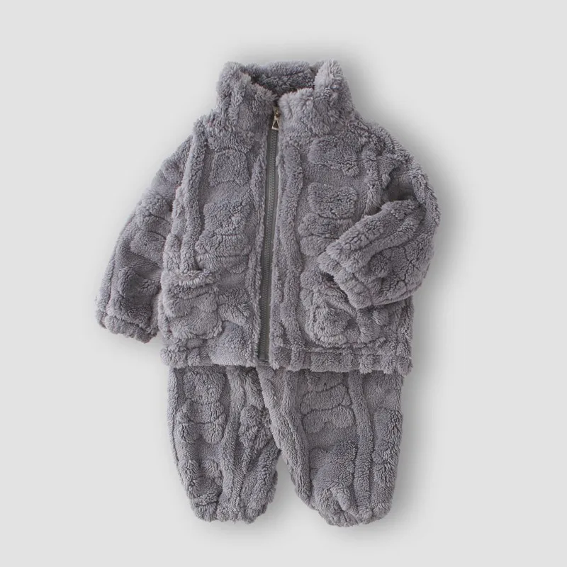 Conjunto de pijama de franela dos piezas con cremallera infantil - imagen 2