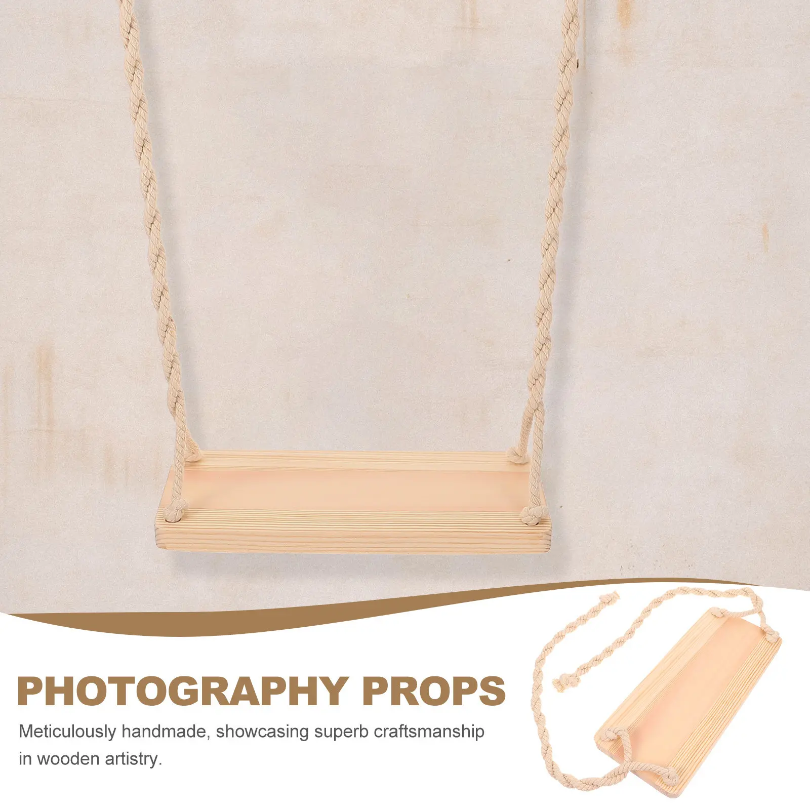 Columpio de madera para recién nacidos, ideal en sesiones fotográficas - imagen 2