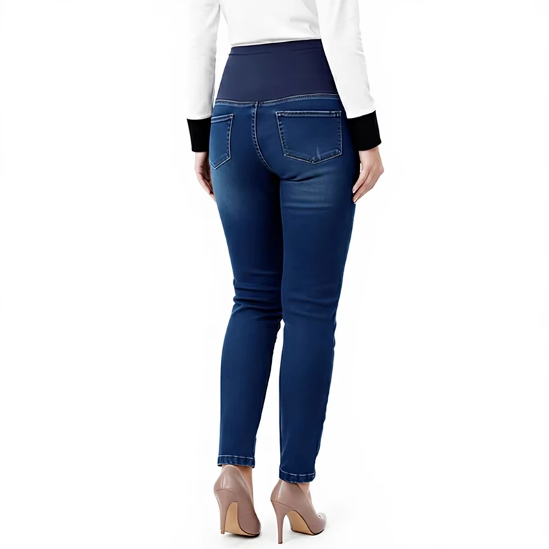 Pantalones vaqueros premamá de cintura alta súper elásticos