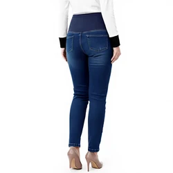 Pantalones vaqueros premamá de cintura alta súper elásticos