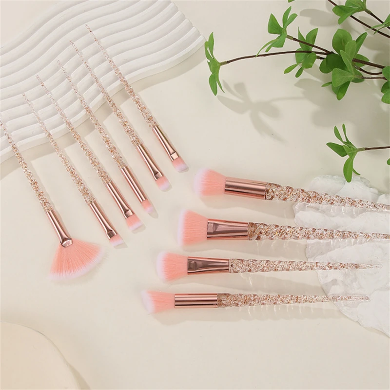 Brochas de maquillaje roscadas con mango espiral de cristal - imagen 3
