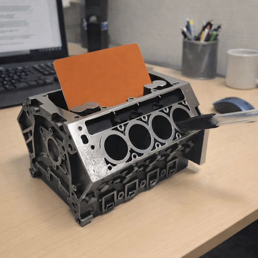 Soporte de tarjetas de visita en resina con motor decorativo - imagen 5